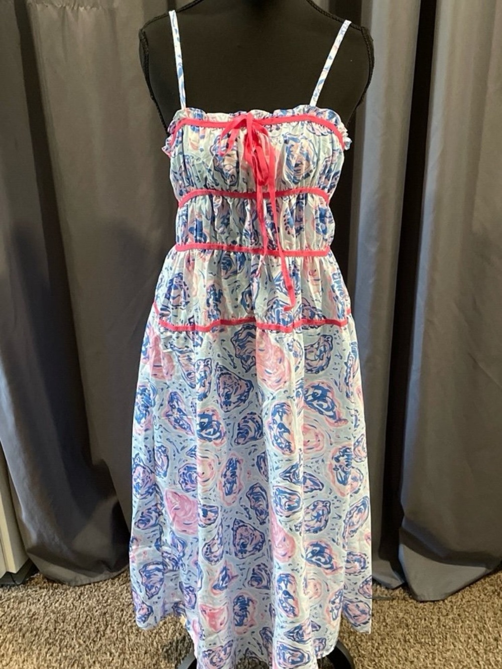 simply southern NWT oyster print tiered midi dress size XL